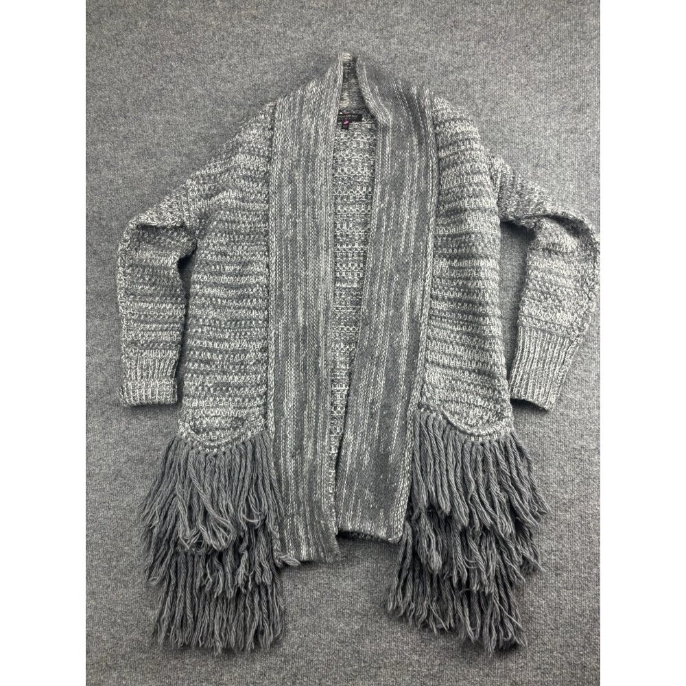 Banana‎ Republic Italian Yarn Cardigan Women's Small Gray Fringe Hem Wool Alpaca